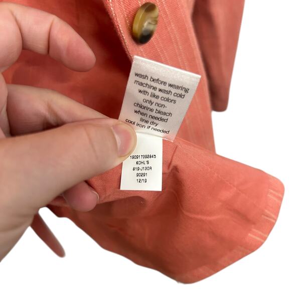 Sonoma Rust Linen Blend Pinstripe Blazer M Modern Vintage Workwear Academia Fall - Picture 7 of 7